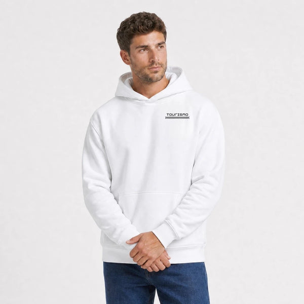 Sweat Volkswagen Beetle California Aircooled blanc vu de face en plan rapproché avec logo Tourismo