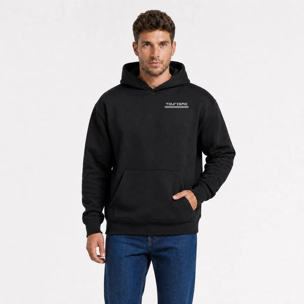 Sweat Volkswagen Beetle California Aircooled noir vu de face en plan rapproché avec logo Tourismo