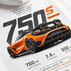 Design McLaren 750S blanc sweat, 750S orange, flocage haute définition, Lighter Sharper Faster, Tourismo Clothing Junior