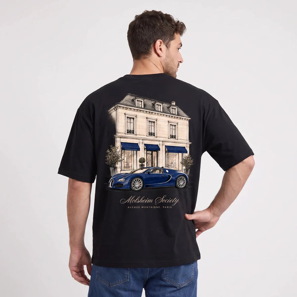 T-shirt Bugatti Veyron Molsheim Society noir porté de dos