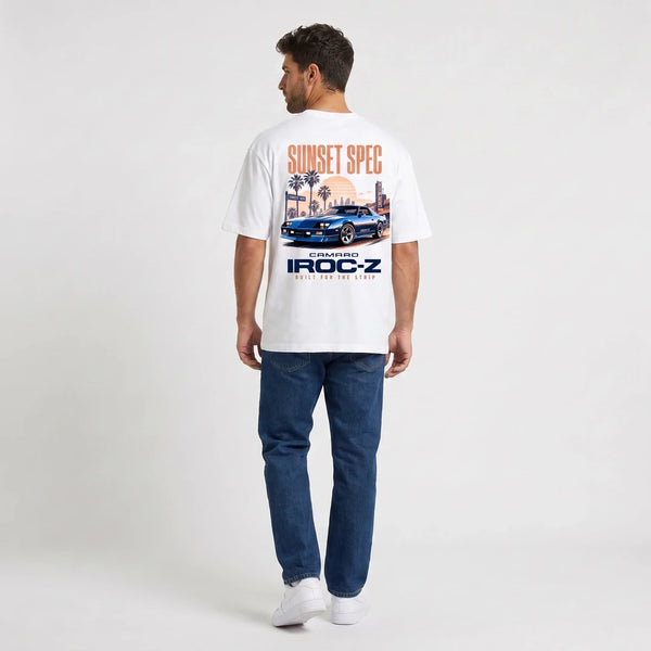 T-shirt Chevrolet Camaro IROC-Z Sunset Spec blanc vu de dos