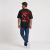 T-shirt F1 Charles Leclerc noir porté de dos en plan large avec print Signature