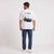 T-shirt Jaguar D-Type Le Mans N°6: Born for Le Mans, bianca, vista da dietro