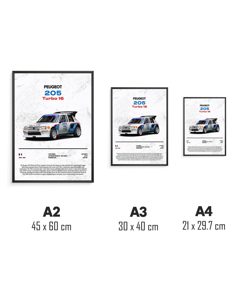 Poster Peugeot 205 Turbo 16, vista 3